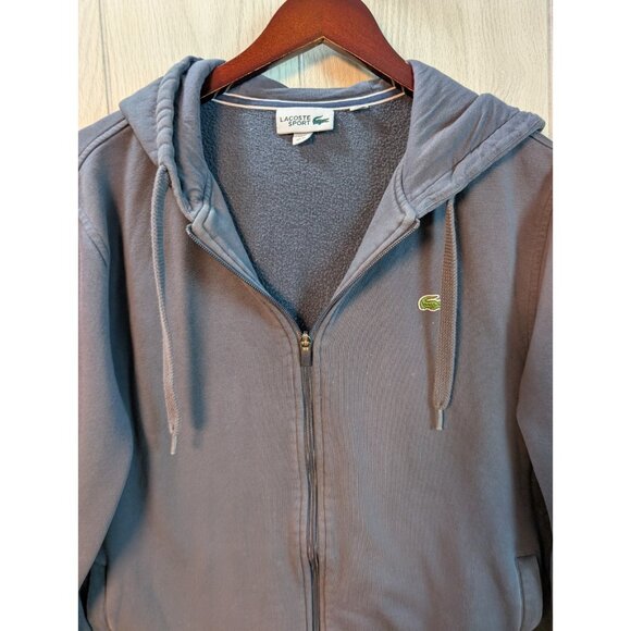 Lacoste Sport Hoodie Mens XL Gray Full Zip Jacket Size 6 Cotton Polyester - Picture 2 of 7